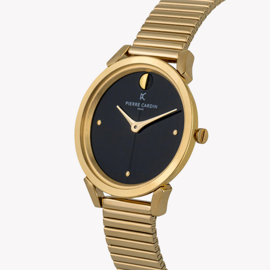Pierre Cardin Women's Gold Stainless Steel Watch, Black Dial | CPI.2529-1