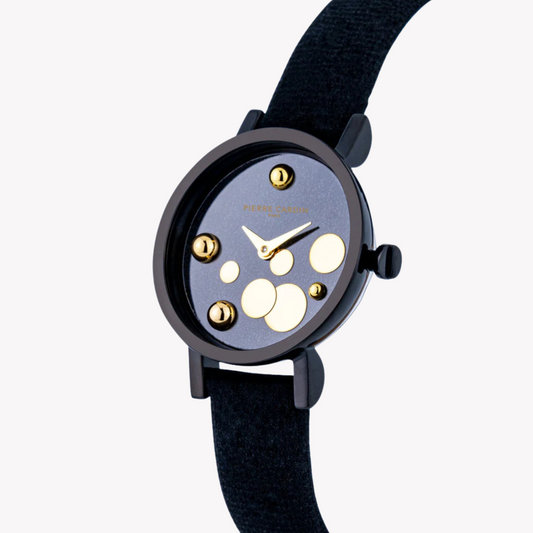 Pierre Cardin Women's Black Leather Watch, Black Dial | CCM.0513-1
