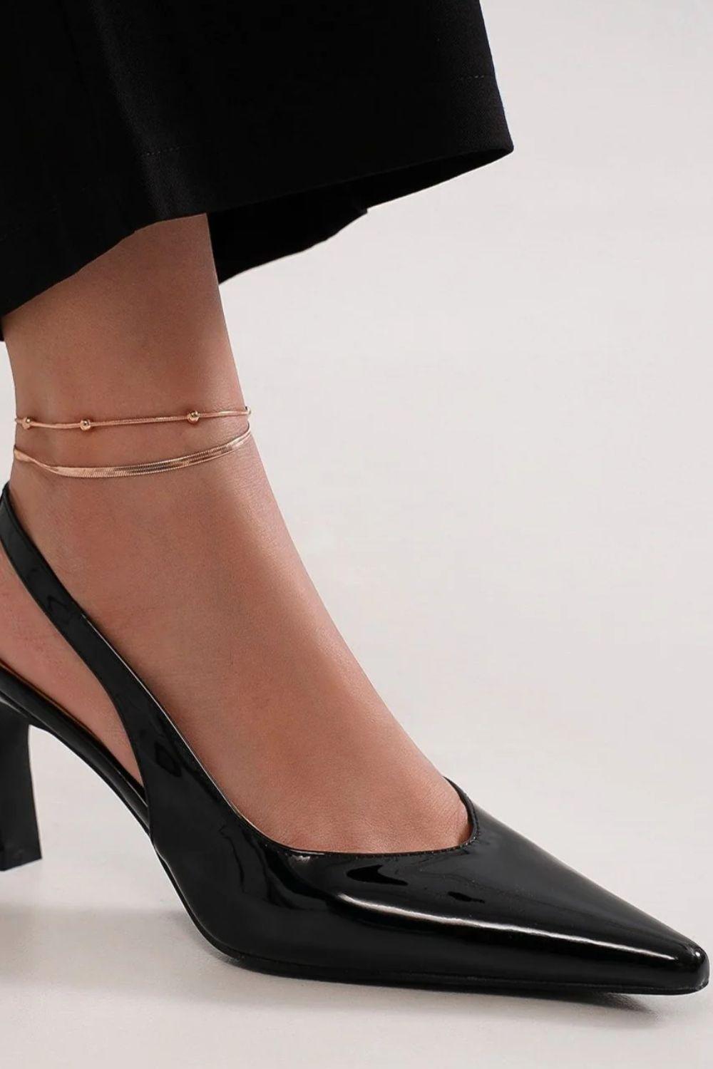 MayFair Faux Leather Point Toe Slingback Pumps-2
