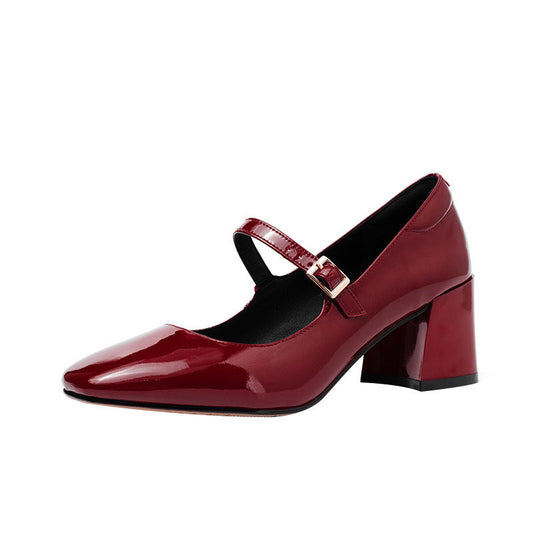 Rundleder gesp high heels