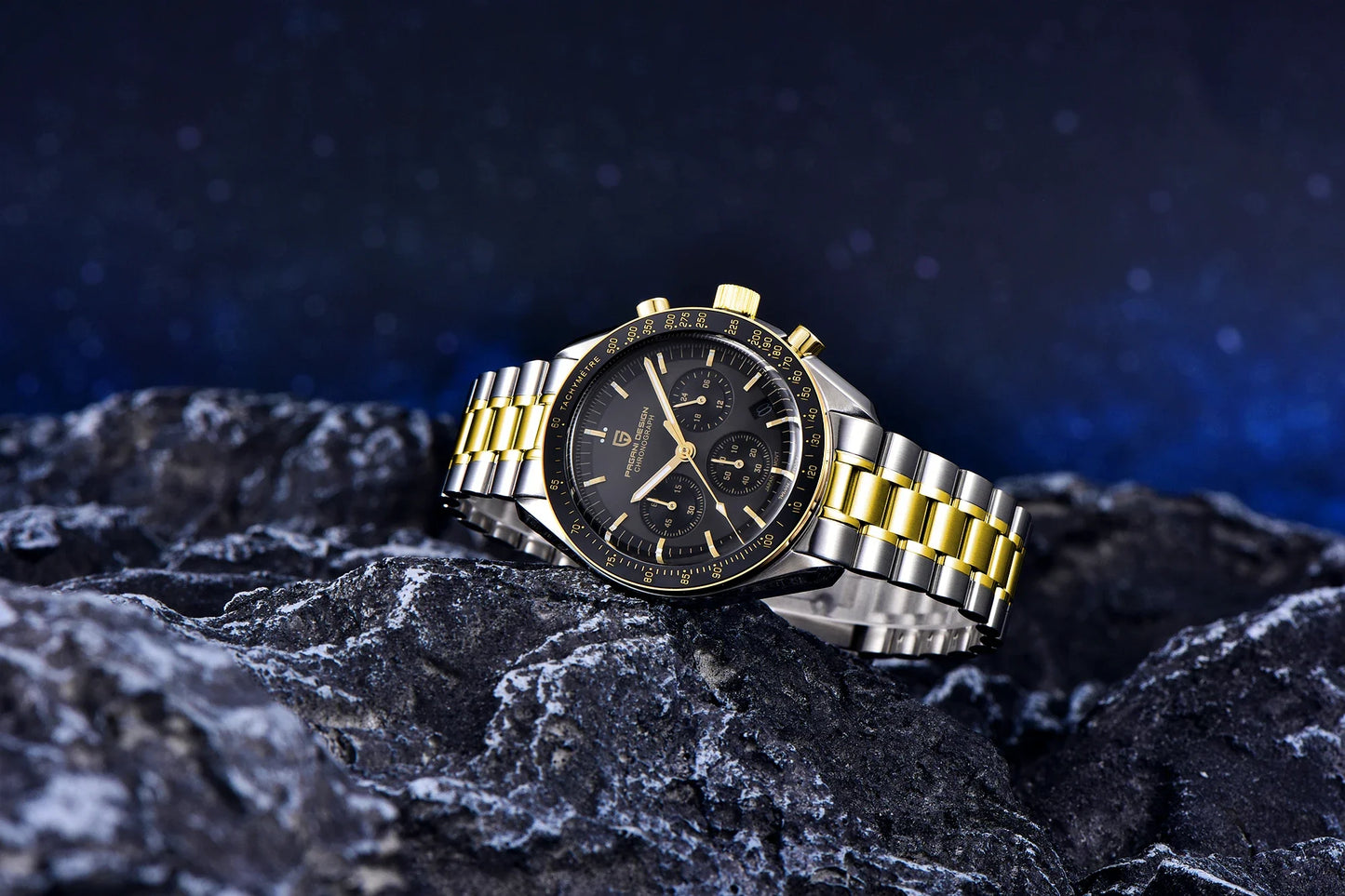 PAGANI DESIGN 2025, Silber, Gold, Mond, Luxus-Quarzuhren, Herren-Sport-Chronograph, Saphirglas, Edelstahluhr für Herren