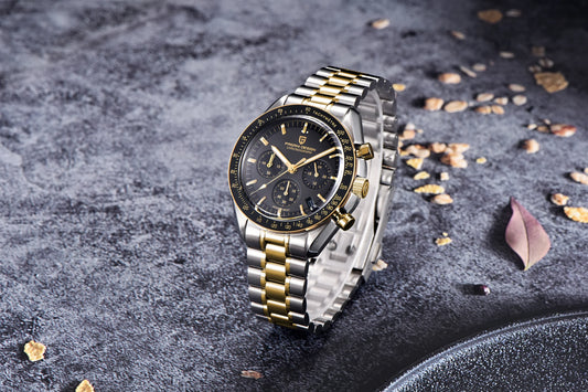 PAGANI DESIGN 2025, Silber, Gold, Mond, Luxus-Quarzuhren, Herren-Sport-Chronograph, Saphirglas, Edelstahluhr für Herren