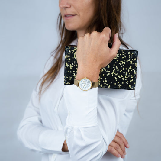 Pierre Cardin Women's Gold Metal Watch, White Dial | CBV.1542-1