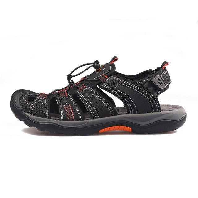 Men Outdoor Sandals Summer Breathable Flat Sole Beach Shoes Comfort Soft Walking Hiking Sandals Nubuck Leather 2020 New-8