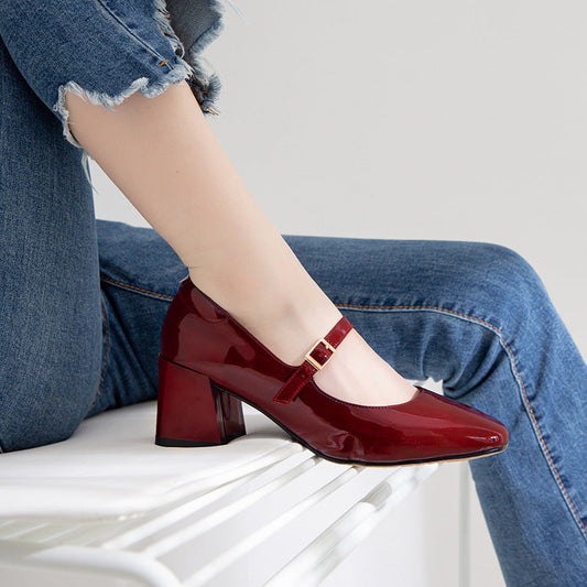 Rundleder gesp high heels