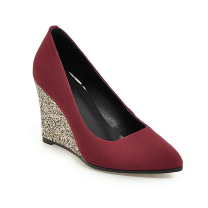 Korean Suede Pointed Toe All-match Shallow Mouth High Heels Work Shoes