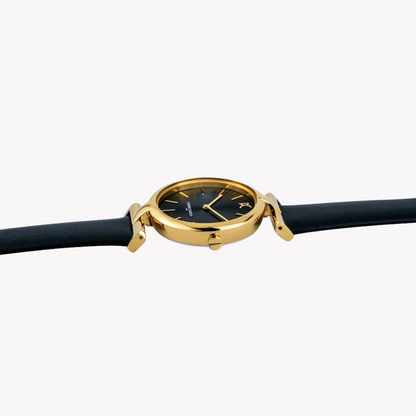 Pierre Cardin Women's Black Leather Watch, Gold Case | CMD.3504-2