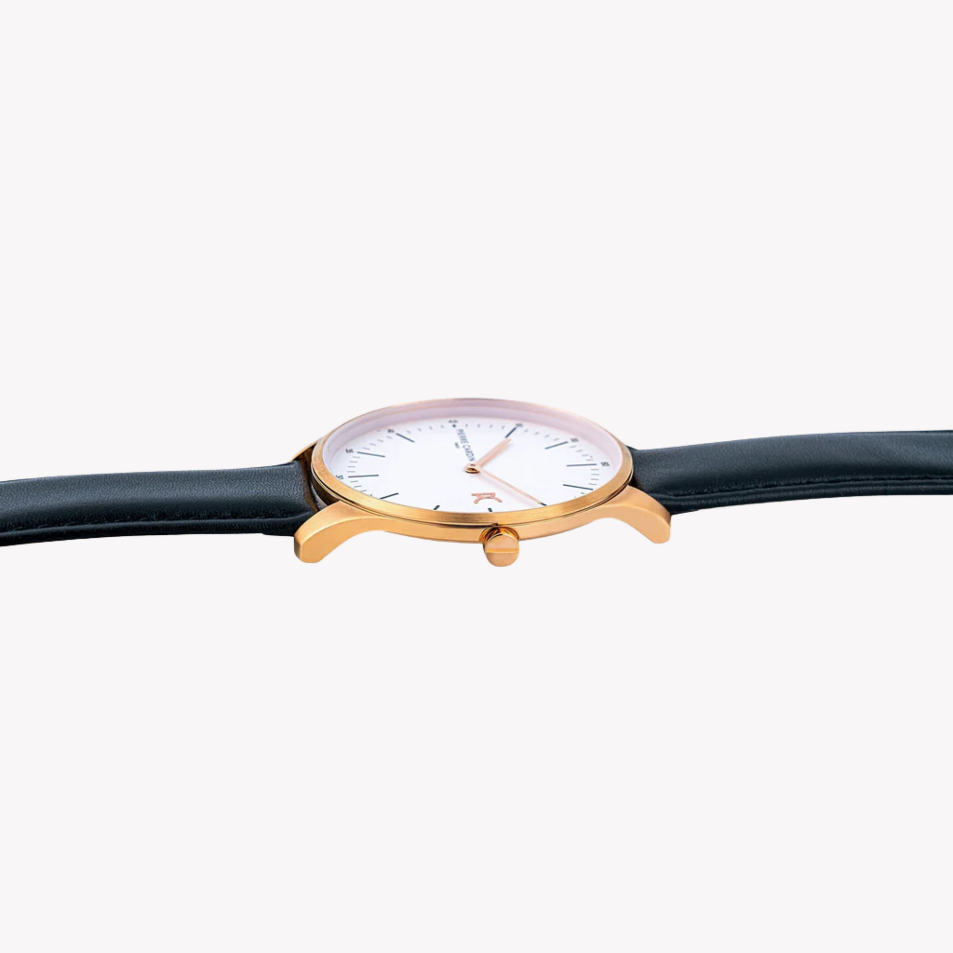 Pierre Cardin Men's Stainless Steel Rose Gold Watch, Black Leather | CBA.4006-2