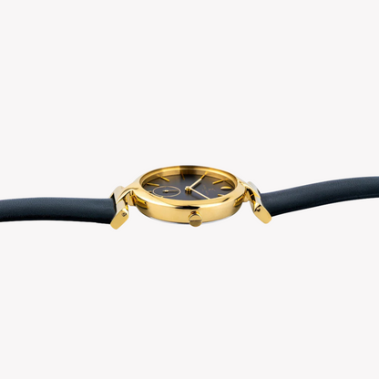 Pierre Cardin Women's Black Leather Watch, Gold Case | CMD.3518-2