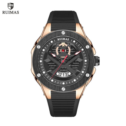 RUIMAS Brand Fashion Sport Watches for Men Quartz Silicone Band Wrist Watch Date Waterproof Wristwatches Clock Relogio Masculino-0
