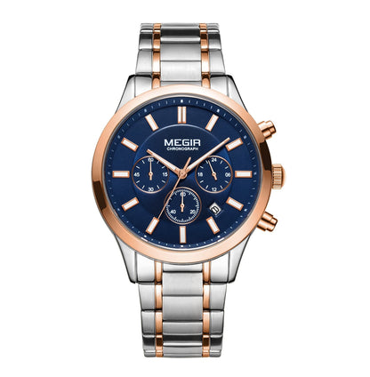 MEGIR Stainless Steel Waterproof Wrist Watches for Men Luminous Chronograph Business Quartz Men's Casual Clock Reloj Hombre-9