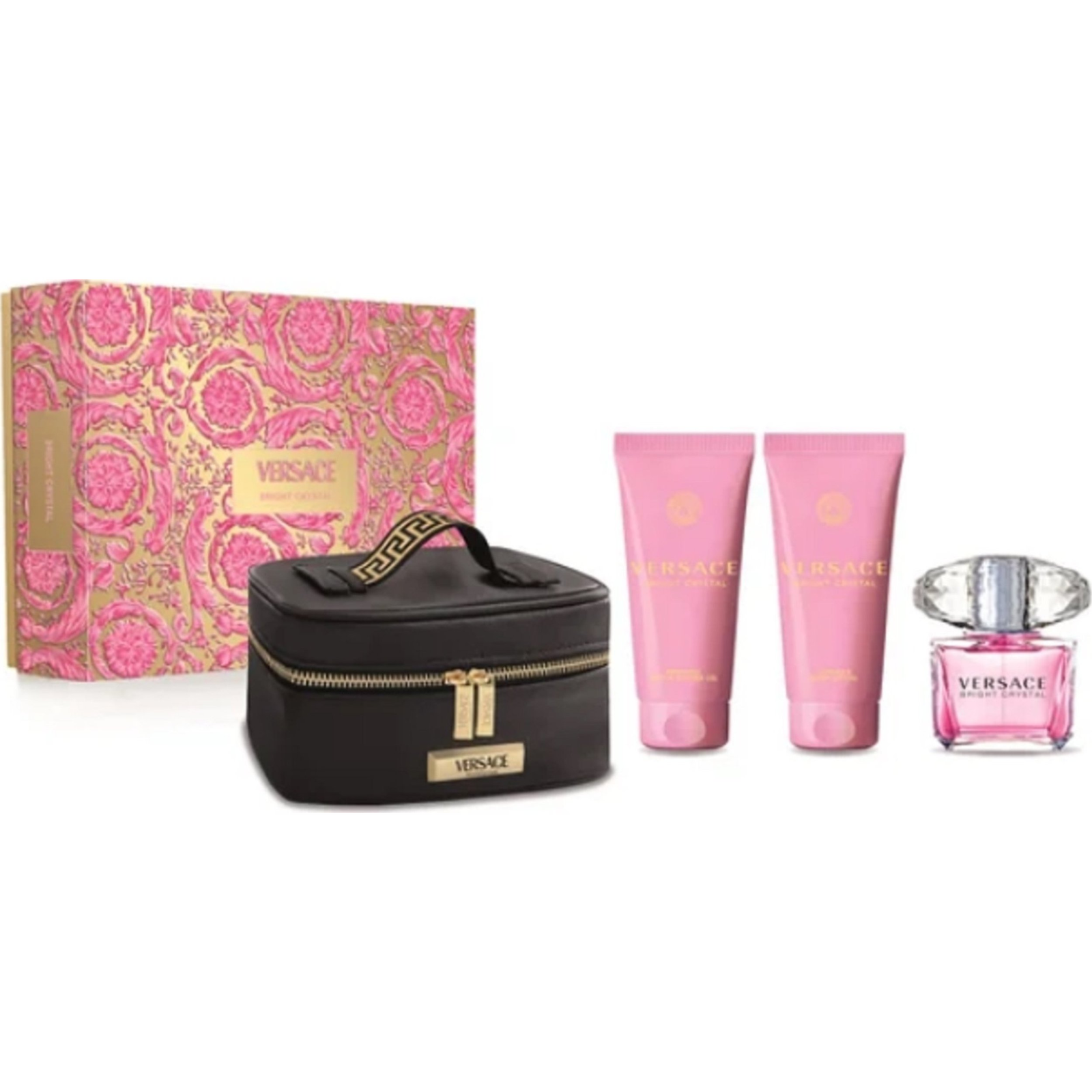Versace Bright Crystal rinkinys moterims (EDT, 90 ml + kūno losjonas, 100 ml + dušo želė, 100 ml + kosmetinė) ( )-0