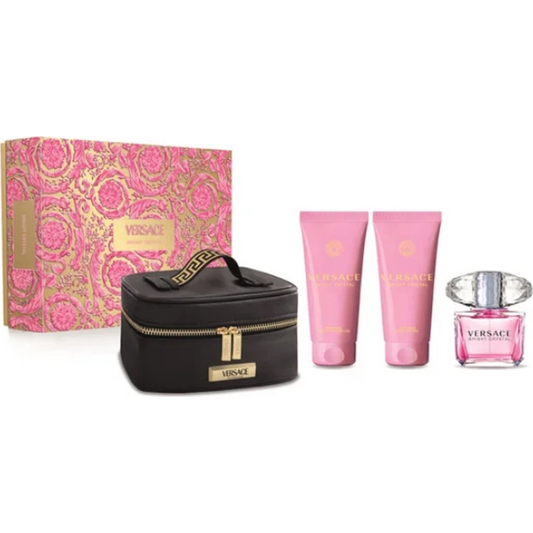 Versace Bright Crystal rinkinys moterims (EDT, 90 ml + kūno losjonas, 100 ml + dušo želė, 100 ml + kosmetinė) ( )-0