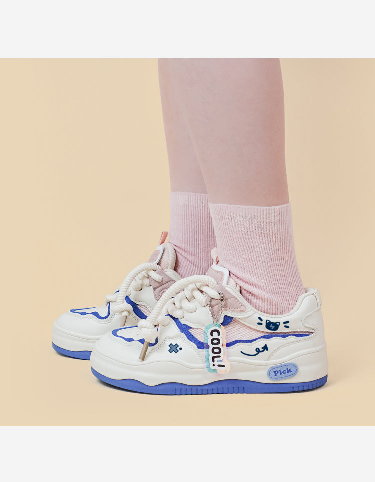 Women's Mesh Breathable Low Top Platform Sports Casual Shoes
