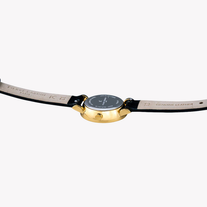 Pierre Cardin Women's Black Leather Watch, Silver & Gold | CCM.0514-3