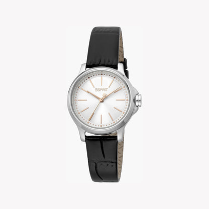 Esprit Women's Black Leather Watch, Silver Dial | ES1L109M0075-1