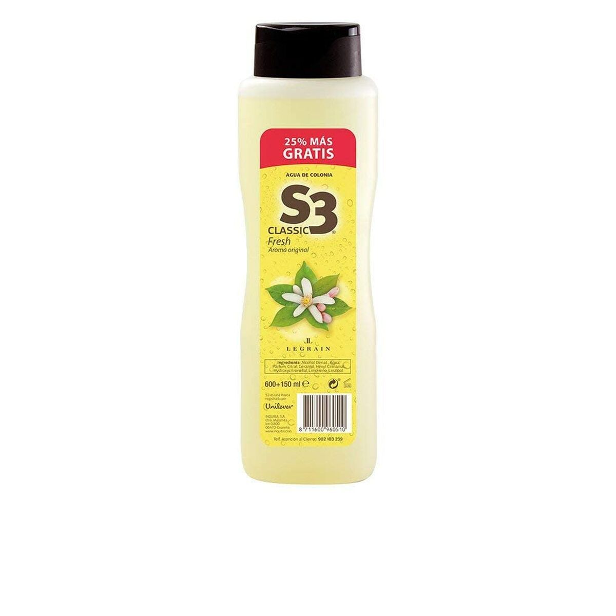 Eau de Cologne S3 Classic Fresh EDC 750 ml 600 ml + 150 ml-0