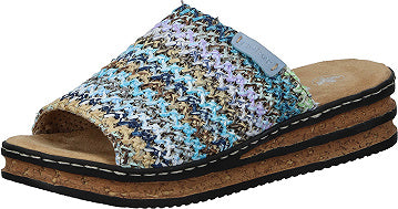 Rieker Damen Plateau Pantoletten - blau