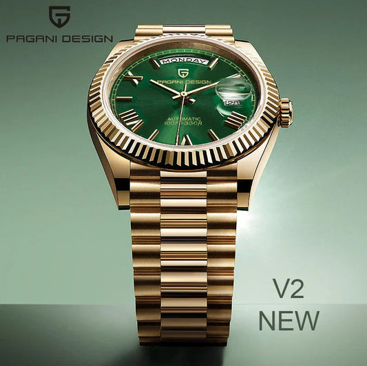 Pagani design dd36 gold grün v2 männer mechanische uhren luxus automatische uhr für männer 2024 neue ar saphirglas armbanduhr