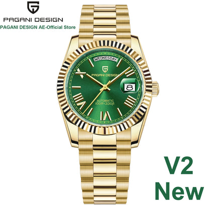Pagani design dd36 gold grün v2 männer mechanische uhren luxus automatische uhr für männer 2024 neue ar saphirglas armbanduhr