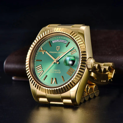 Pagani design dd36 gold grün v2 männer mechanische uhren luxus automatische uhr für männer 2024 neue ar saphirglas armbanduhr