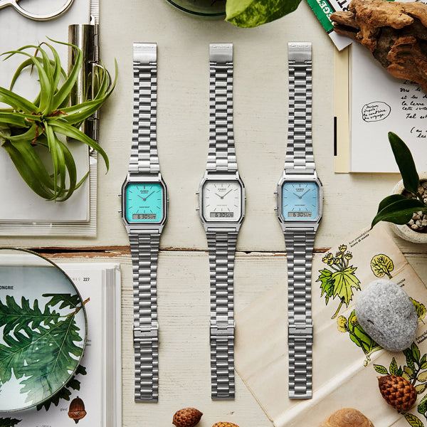 CASIO VINTAGE Mod. EDGY COLLECTION SUNRAY DIAL - LIGHT BLUE-6