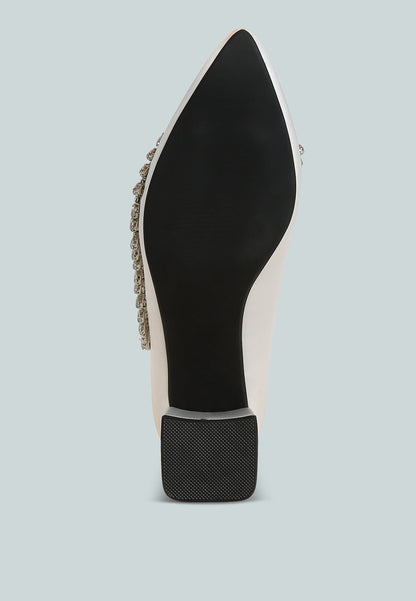 Abatina Satin Diamante Embellished Pumps-4