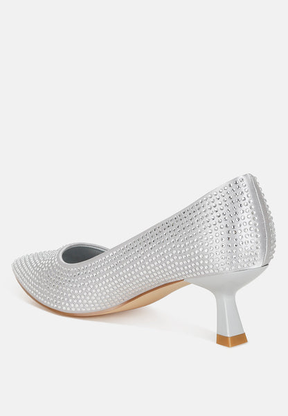 Dinah Rhinestones Embellished Kitten Heel Pumps-2