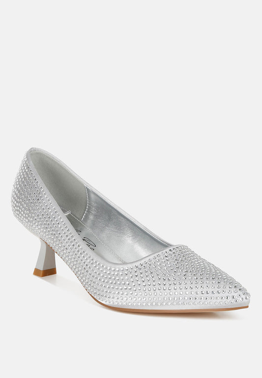 Dinah Rhinestones Embellished Kitten Heel Pumps-1