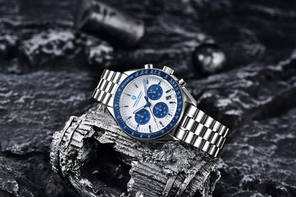 PAGANI DESIGN 2025, Silber, Gold, Mond, Luxus-Quarzuhren, Herren-Sport-Chronograph, Saphirglas, Edelstahluhr für Herren