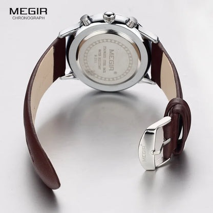 Megir quarzuhren männer luminous wasserdichte sport uhr mann kommerziellen leder armbanduhr 2011 freies verschiffen