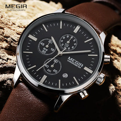 Megir quarzuhren männer luminous wasserdichte sport uhr mann kommerziellen leder armbanduhr 2011 freies verschiffen