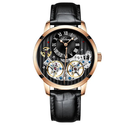 AILANG Top Marke Luxus Uhr Männer Automatische Leucht Schwarz Uhr Männer Doppel Tourbillon Wasserdichte Mechanische Uhr Relogio