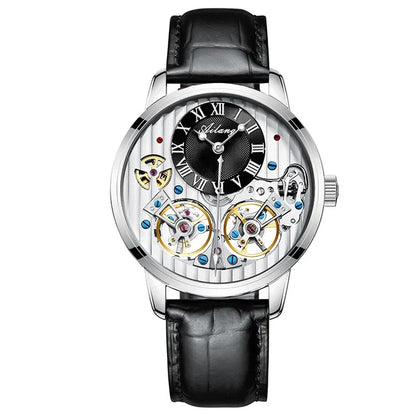 AILANG Top Marke Luxus Uhr Männer Automatische Leucht Schwarz Uhr Männer Doppel Tourbillon Wasserdichte Mechanische Uhr Relogio