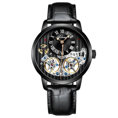 AILANG Top Marke Luxus Uhr Männer Automatische Leucht Schwarz Uhr Männer Doppel Tourbillon Wasserdichte Mechanische Uhr Relogio