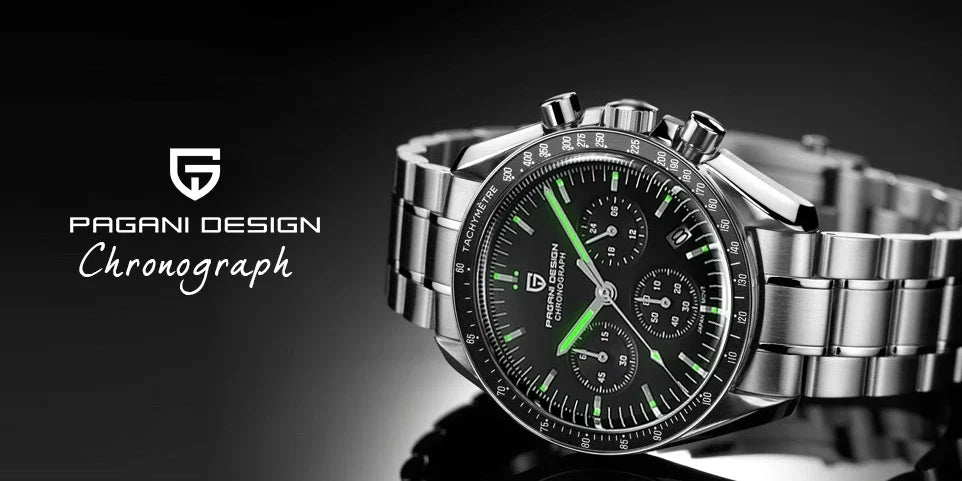 PAGANI DESIGN 2025, Silber, Gold, Mond, Luxus-Quarzuhren, Herren-Sport-Chronograph, Saphirglas, Edelstahluhr für Herren
