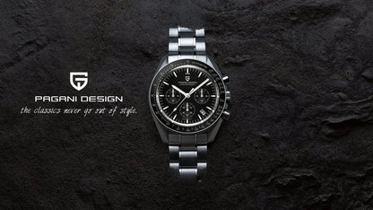 PAGANI DESIGN 2025, Silber, Gold, Mond, Luxus-Quarzuhren, Herren-Sport-Chronograph, Saphirglas, Edelstahluhr für Herren