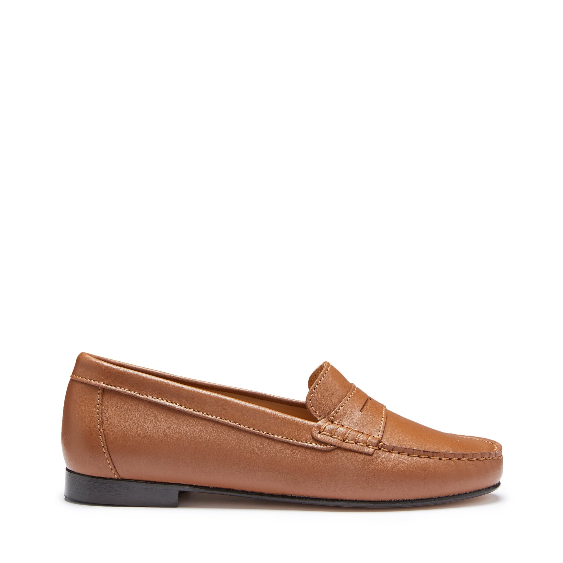Women's Penny Loafers Leather Sole, tan leather-0