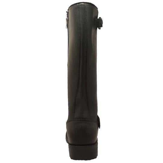 Men's 16" Black Engineer Zipper Biker Leather Boots-2
