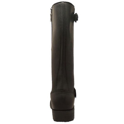 Men's 16" Black Engineer Zipper Biker Leather Boots-2