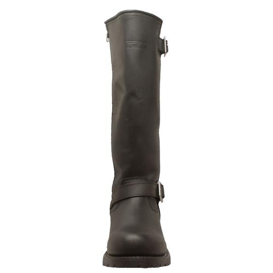 Men's 16" Black Engineer Zipper Biker Leather Boots-3