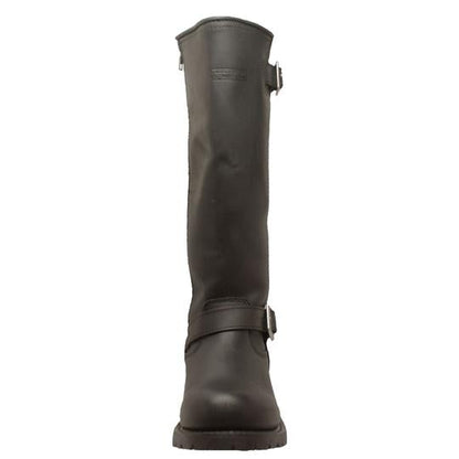 Men's 16" Black Engineer Zipper Biker Leather Boots-3