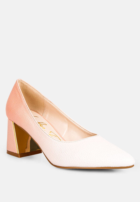 Harlow Metallic Accent Block Heel Pumps-1