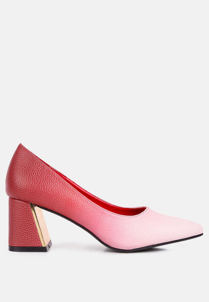 Harlow Metallic Accent Block Heel Pumps-5