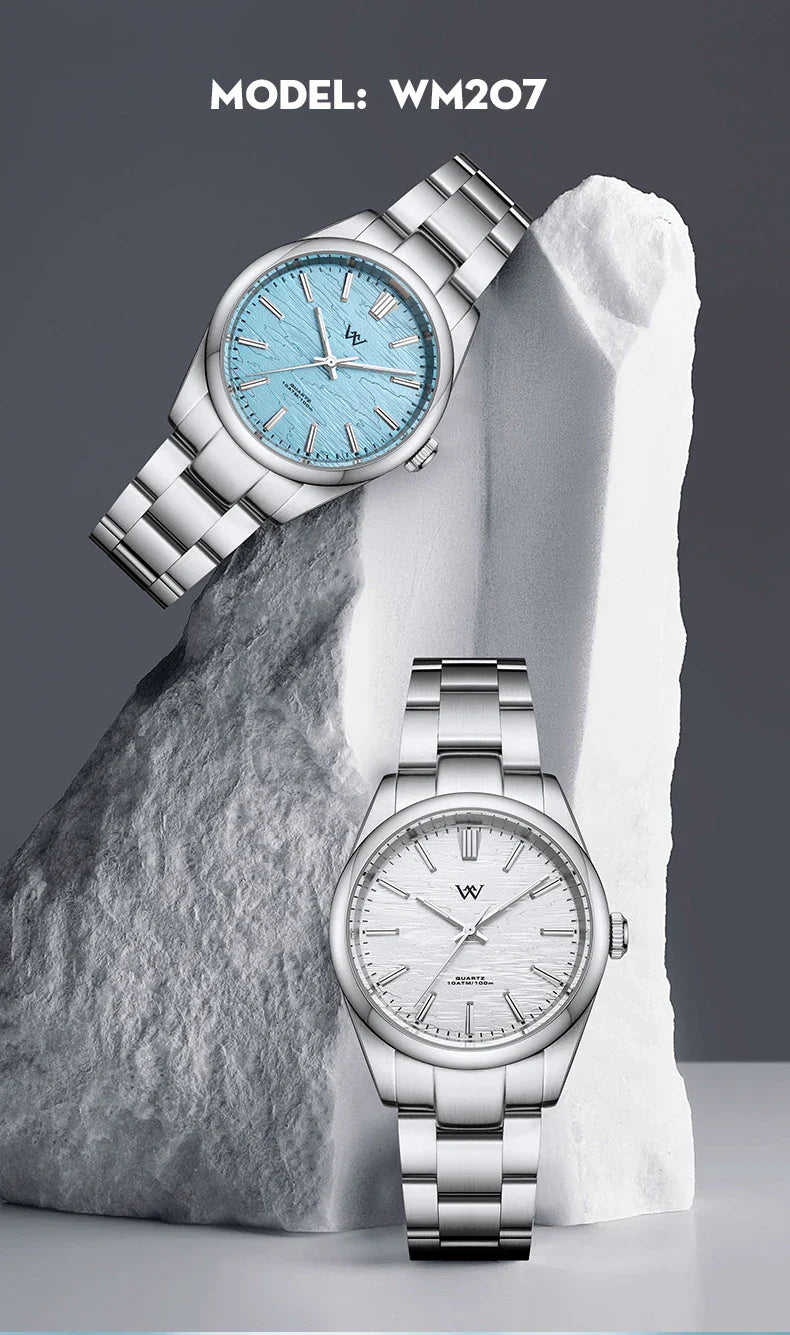 WM Uhr Quarz Herrenuhren Hochwertiger Saphir 100M Wasserdicht AR-beschichtet Birkenwald Serie Welly Merck 36mm Uhr Mann WM207