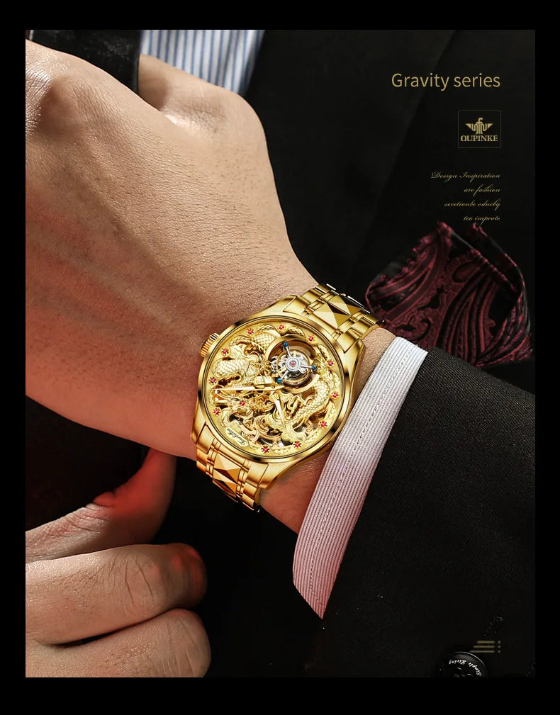 OUPINKE 3176 Uhr Für Männer Luxus Tourbillon Mechanische Business Männer Uhr Hohl Schwungrad Wasserdicht Leucht Mode Mann Uhr