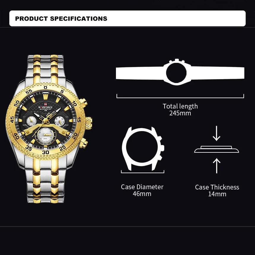 Navi force neues Design Uhr für Männer Luxus Mode leuchtenden Chronograph wasserdicht Datum Woche Quarz Armbanduhr Relogio Masculino