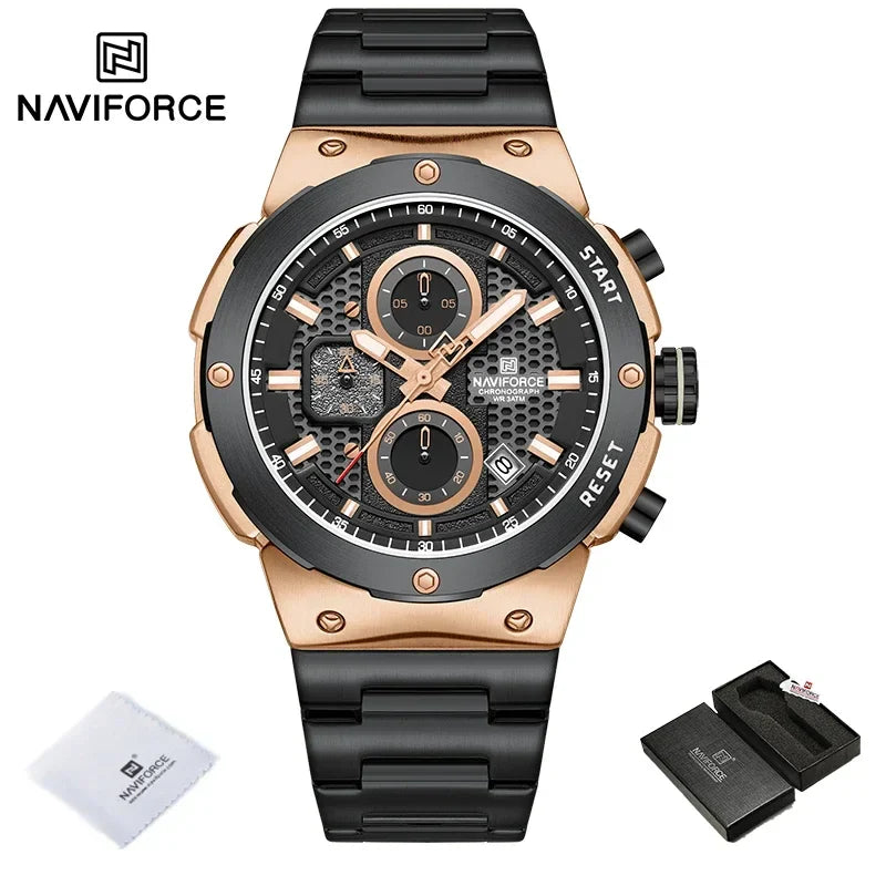 NAVIFORCE 2025, Herren-Quarzuhr, Sport-Militäruhr für Herren, wasserdicht, leuchtendes Datum, Chronograph, Edelstahl, Herrenuhren