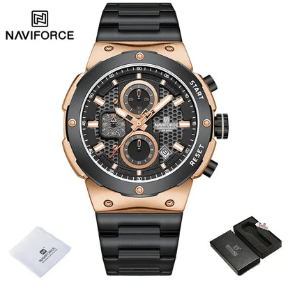 NAVIFORCE 2025, Herren-Quarzuhr, Sport-Militäruhr für Herren, wasserdicht, leuchtendes Datum, Chronograph, Edelstahl, Herrenuhren