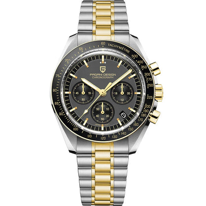 PAGANI DESIGN 2025, Silber, Gold, Mond, Luxus-Quarzuhren, Herren-Sport-Chronograph, Saphirglas, Edelstahluhr für Herren